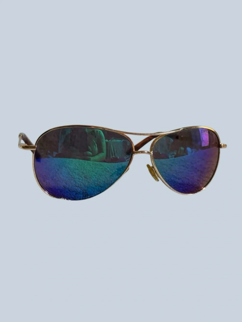 Unisex Aviator Sunglasses with Blue-Green Mirrored Lenses